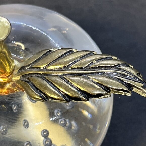 Vintage Art Glass Clear Apple Bullicante Controlled Bubble Paperweight - Picture 3 of 12